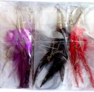 LOT 24 PAIRES BOUCLES D OREILLES PLUMES BOP11