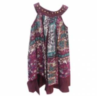 Robe fille imprimée fleurie avec col clouté