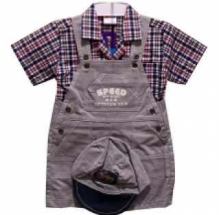 Magnifique ensemble salopette et chemise avec casquette pour bébé garçon