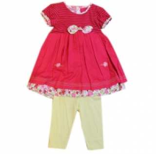 Ensemble deux pièces à rayures et motif fleuri pour bébé fille