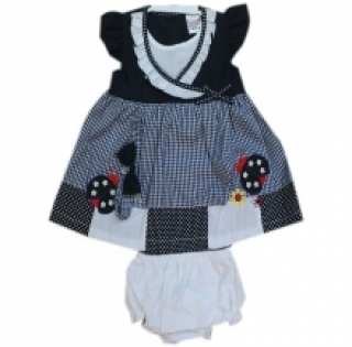 Ensemble trois pièces à carreaux et pois pour bébé fille