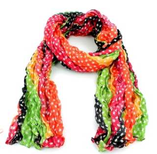 Écharpe à rayures multicolores avec étoiles