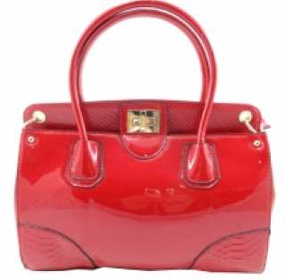 Sac à main verni avec empiècement reptile