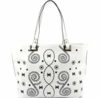 Sac à main avec volutes brodées et longues sangles