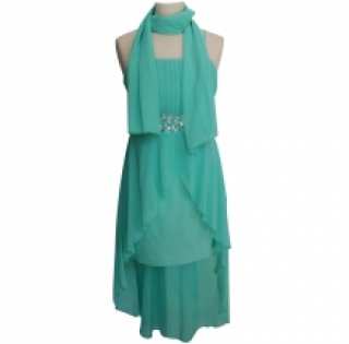 Robe de soirée en deux tons avec écharpe