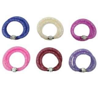 Bracelet à double tour en résille avec boucle strass