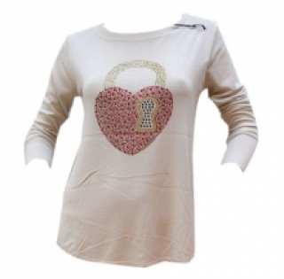 Joli pull fashion avec motif cœur en strass