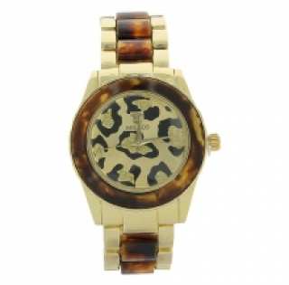 Montre métal avec cadran léopard