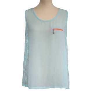 Top avec poche zippée et dentelle au dos