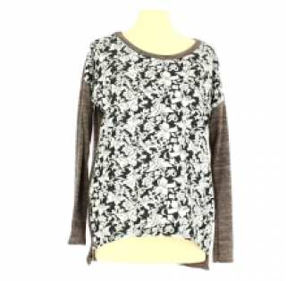 Top chiné avec motif fleuri devant