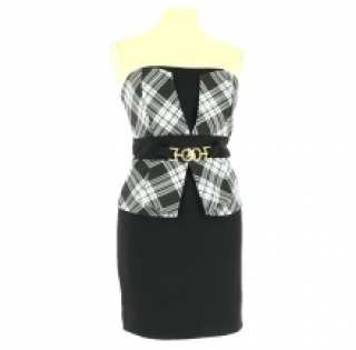 Robe bustier avec haut à carreau et ceinture fantaisie