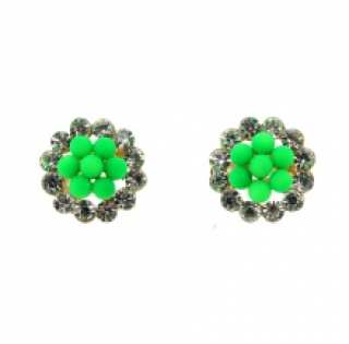 Boucles d’oreilles clips fleurs ornées de perles et strass