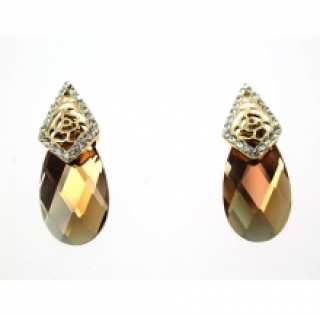 Boucles d’oreilles fantaisies avec pierres facettées et strass