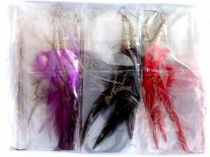 LOT 24 PAIRES BOUCLES D OREILLES PLUMES BOP11