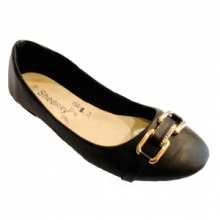 Ballerine noire femme avec bout arrondi et décor fantaisie dessus