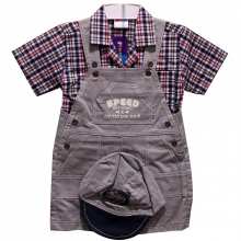 Magnifique ensemble salopette et chemise avec casquette pour bébé garçon