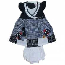 Ensemble trois pièces à carreaux et pois pour bébé fille