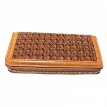 Portefeuille zippé avec motif tressé
