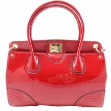 Sac à main verni avec empiècement reptile