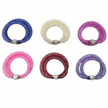 Bracelet à double tour en résille avec boucle strass
