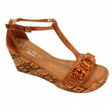 Sandales camel compensées