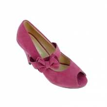 Escarpins roses ouverts ornés de nœuds