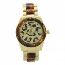 Montre métal avec cadran léopard