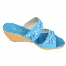 Sandales compensées femme ornées de strass et perforation