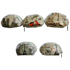 Mini porte-monnaie arrondi motif Paris