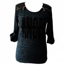 Top chiné Angel avec des zips au niveau des épaules