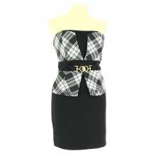 Robe bustier avec haut à carreau et ceinture fantaisie