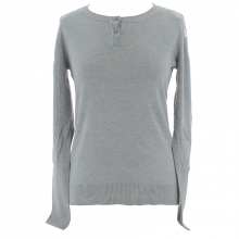 Pull tendance avec épaules à dentelles et col boutonné