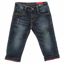 Jeans avec des plis et effet délavé