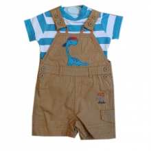 Ensemble salopette courte et t-shirt à rayures pour bébé garçon