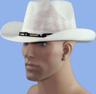 chapeau cowboy en toile blanc