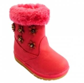 Bottines fourrées pour enfant avec motifs fleurs cloutés