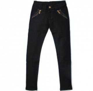 Pantalon avec poches ornées de zip et strass