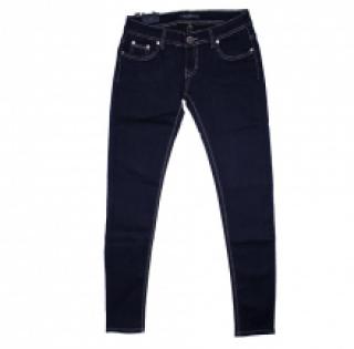 Jeans slim bleu foncé multipoche avec des rivets argentés