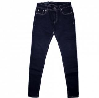 Jeans slim bleu foncé avec poches ornées de rivets argentés