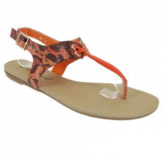 Sandales orange avec effet reptile