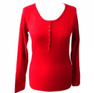 Pull avec col rond et boutonnage 3/4