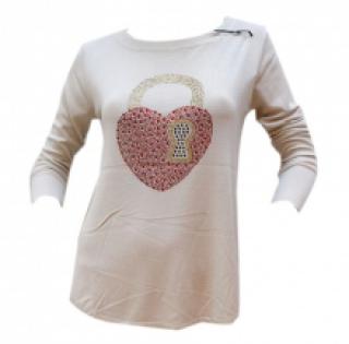 Pull fashion avec motif cœur en strass