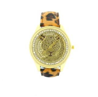 Montre-bracelet avec motif léopard doré