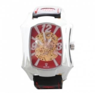 Montre homme avec cadran transparent rectangle