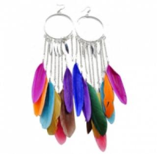 Boucles d’oreilles pendantes avec chainette et plumes