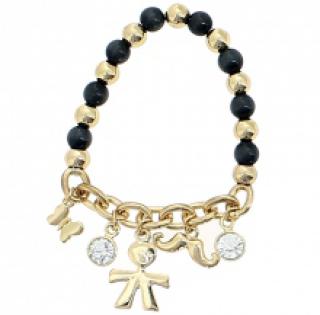 Bracelet en perles avec chaîne et breloques fantaisie