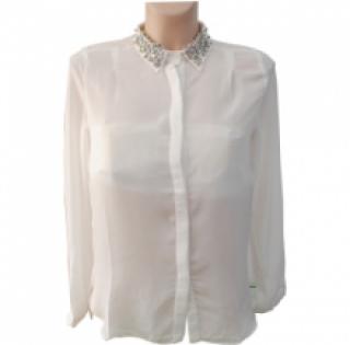 Chemise pour femme avec col orné de pierres