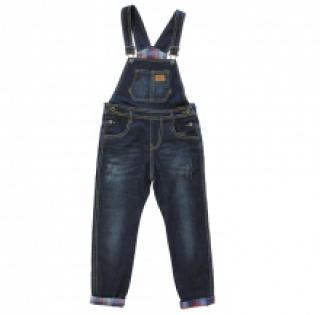 Salopette jeans avec revers carreau