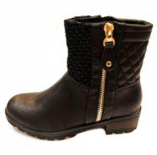 Bottines femme avec empiècement matelassé et zip sur chaque côté