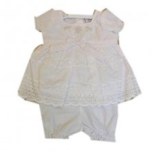 Joli ensemble robe brodée et bloomer pour bébé fille